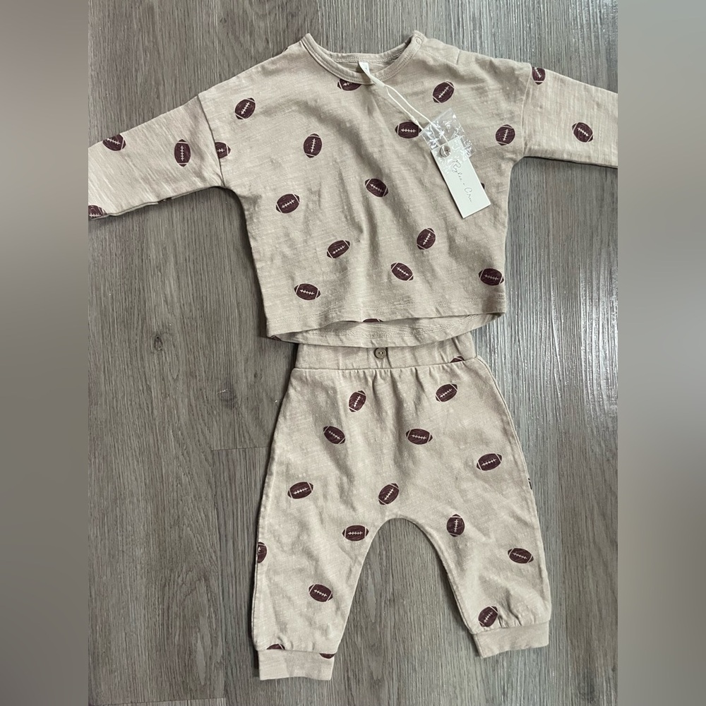 Rylee + Cru Beige Football Baby Set
